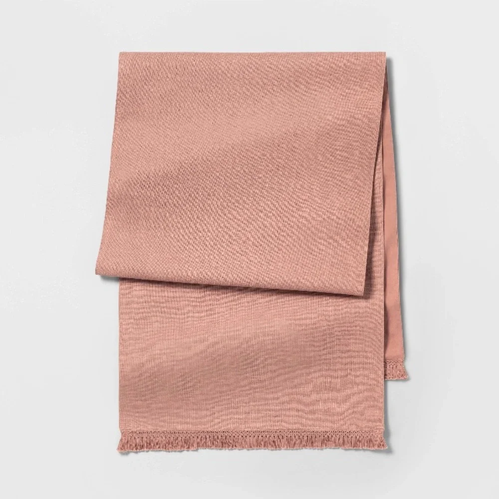 Hearth Hand rose table runner oversized fringe
